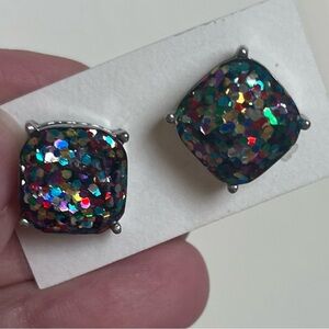 BP Multicolor Glitter Square Earrings